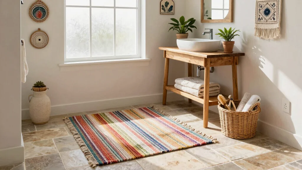 18 Boho Bathroom Rug Ideas for Relaxed Spaces