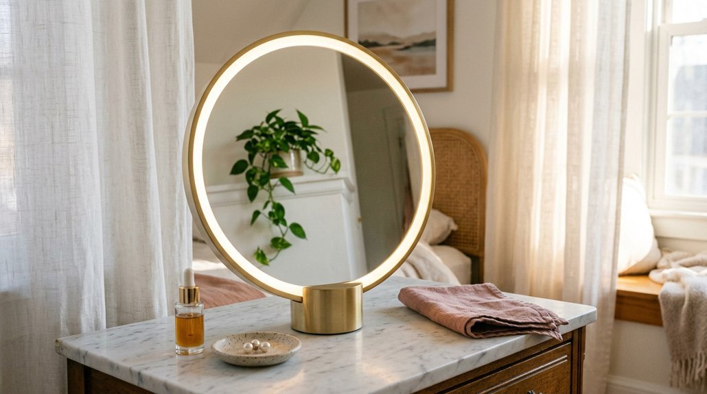 top lighted vanity mirrors