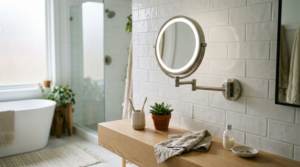 top lighted wall makeup mirrors